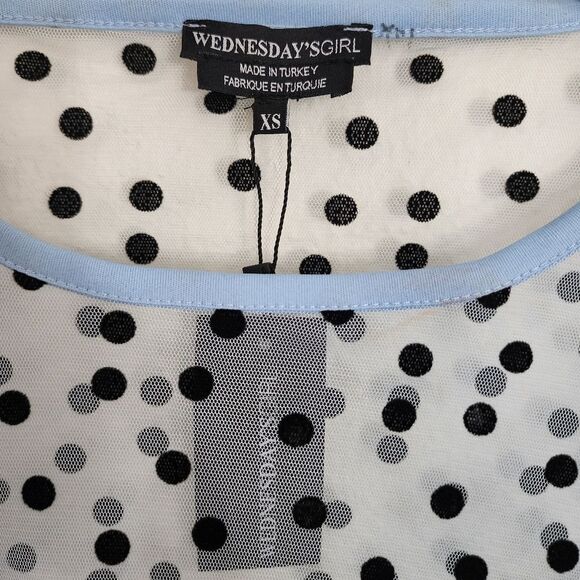 Wednesday's Girl dress light blue/ polka dots, Size XS, NWT - Picture 4 of 4